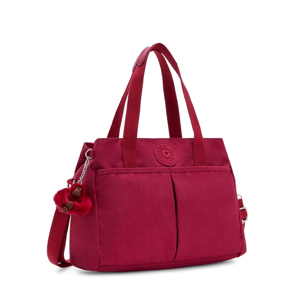 Kipling Kenzie Shoulder Bag Cherry Red Tote Bag